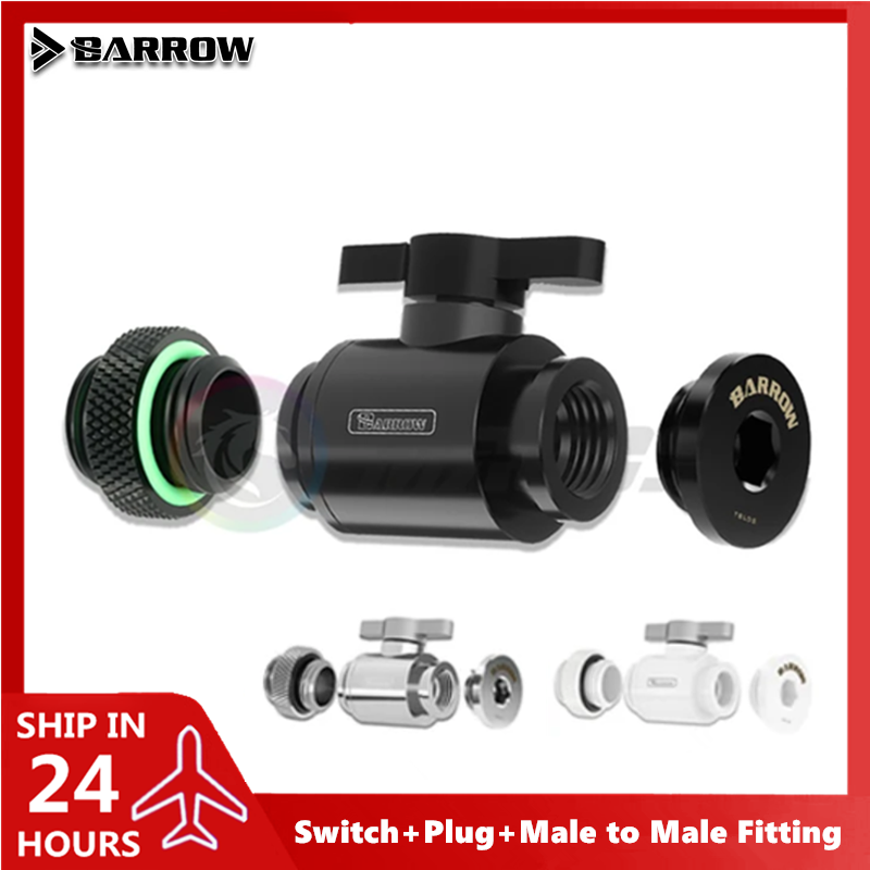 Pc Gaming Liquid Cooling - Barrow Water Stop Kit, Switch+Plug+Male to