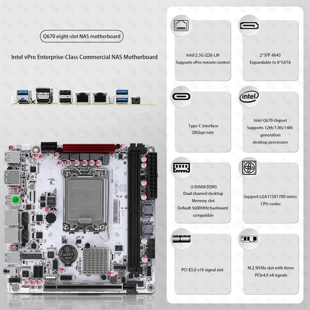 Q670 ITX NAS Motherboard Kit,  - Pc Gaming I7 14Th Gen ulasan dan harga