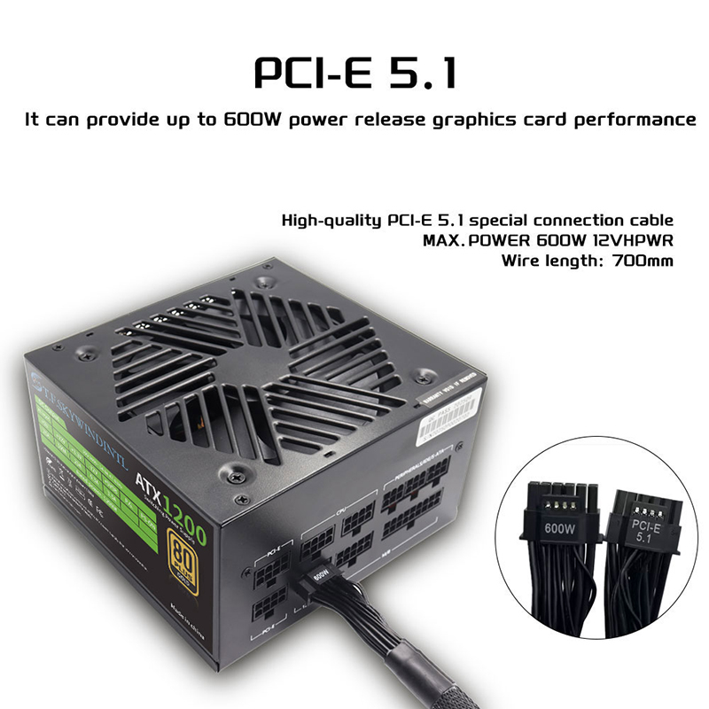 PCIE 5.0 1200W PC Power Supply - Pc Gaming Watt ulasan dan harga