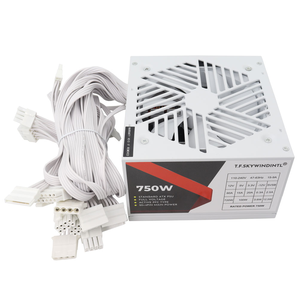 White 750W PSU PC Power Supply - Pc Gaming Watt ulasan dan harga